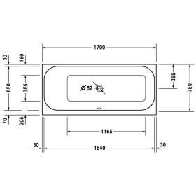 Duravit Happy D2 Rechteck Whirlwanne 180 x 75 cm mit Jet System, Rückenschräge links