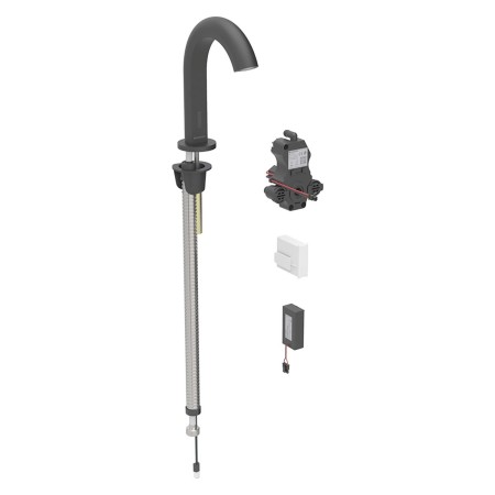 Robinet de lavabo sur pied Geberit Piave, alimenté par batterie, pour boîtier de fonction UP