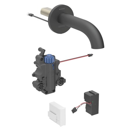 Robinet de lavabo mural Geberit Piave, alimentation secteur, pour boîte de fonction UP