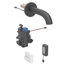 Robinet de lavabo mural Geberit Piave, alimenté par batterie, pour boîte de fonction UP