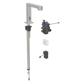 Robinet de lavabo Geberit Brenta en montage sur pied, alimentation secteur, pour boîtier de fonction UP