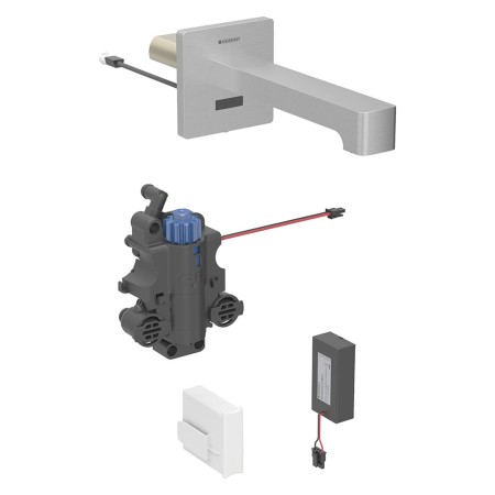 Robinet de lavabo Geberit Brenta encastrable mural, alimenté par batterie, pour boîte de fonction UP