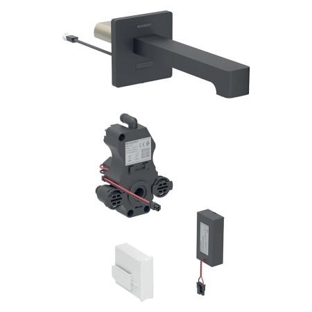 Robinet pour lavabo Geberit Brenta, montage mural, alimentation par batterie, pour boîte de fonction UP