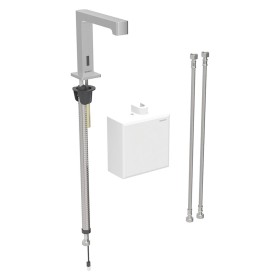 Robinet de lavabo Geberit Brenta à montage sur pied, fonctionnement à piles, avec boîtier de fonction AP