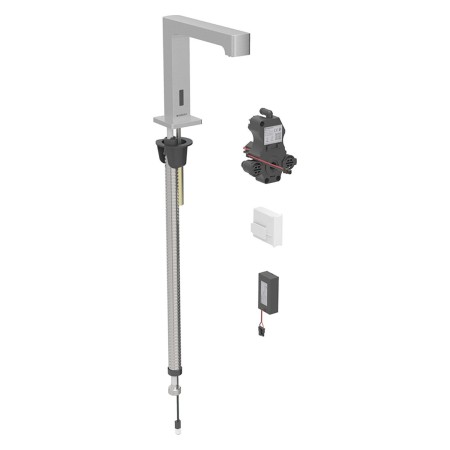 Robinet de lavabo Geberit Brenta à montage sur pied, alimenté par batterie, pour boîte de fonction UP