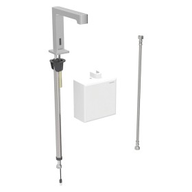 Robinet de lavabo Geberit Brenta montage sur pied, alimenté par batterie, avec boîtier de fonction AP