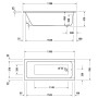 Baignoire rectangulaire à remous Duravit D-Code 170 x 70 cm avec Jet Project - vue détaillée