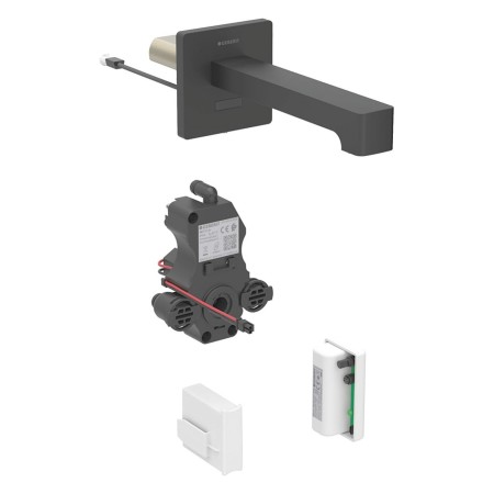 Robinet de lavabo mural Geberit Brenta, fonctionnement par générateur, pour boîte de fonction UP