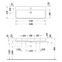 Duravit Qatego Waschtisch 120 x 47 cm, 2x 1 Hahnloch - Detailansicht