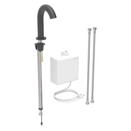 Mitigeur de lavabo Geberit Piave à montage sur pied, alimentation réseau, avec boîtier de fonction AP