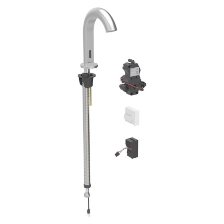 Robinet de lavabo Geberit Piave à montage sur pied, alimentation secteur, pour boîtier de fonction UP
