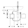 Robinet de lavabo sur pied Geberit Piave, alimenté par batterie, avec boîtier de fonction AP