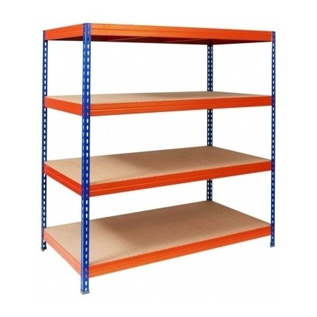 Wolfstahl WEITSPANNREGAL Large - 176cm hoch - 160cm breit - 60cm tief - 4 Ebene - Blau