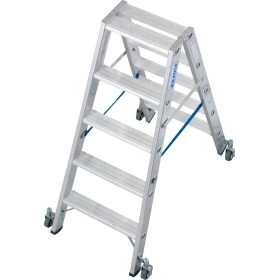 Krause Stabilo Stufen-Doppelleiter, fahrbar 2x5 SStufen