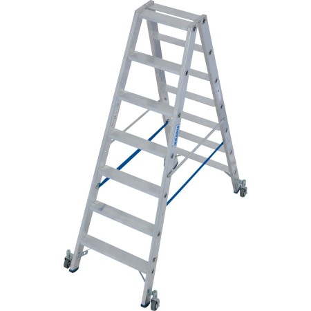 Krause Stabilo Stufen-Doppelleiter, fahrbar 2x7 Stufen