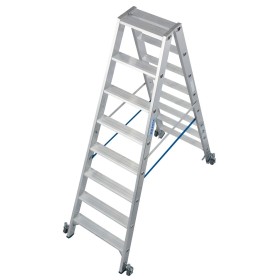 Krause Stabilo Stufen-Doppelleiter, fahrbar 2x8 Stufen