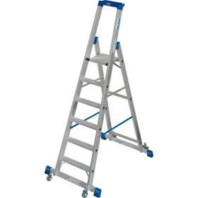 Krause Stabilo Stufen-Stehleiter, fahrbar mit Traverse 6 Stufen