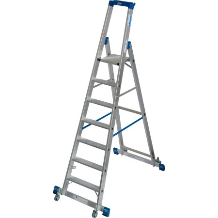 Krause Stabilo Stufen-Stehleiter, fahrbar mit Traverse 7 Stufen