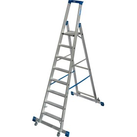 Krause Stabilo Stufen-Stehleiter, fahrbar mit Traverse 8 Stufen
