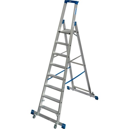 Krause Stabilo Stufen-Stehleiter, fahrbar mit Traverse 8 Stufen