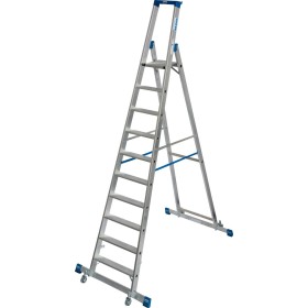 Krause Stabilo Stufen-Stehleiter, fahrbar mit Traverse 10 Stufen