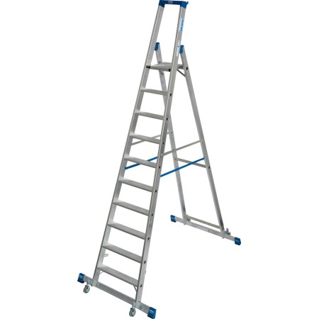 Krause Stabilo Stufen-Stehleiter, fahrbar mit Traverse 10 Stufen