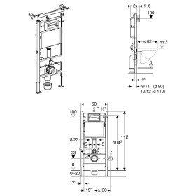 Geberit Duofix Basic Element für Wand-WC, 112 cm, mit Delta UP-Spülkasten, für Betätigung von vorne