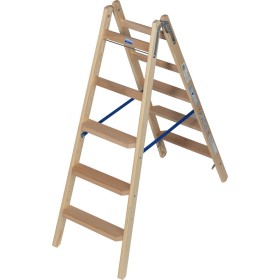 Krause Holz Stufen/Sprossen Doppelleiter 2x5 Stufen