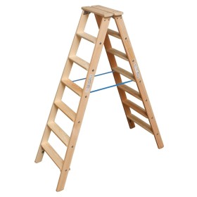 Krause STABILO Stufen-DoppelLeiter Holz, 2x7 Stufen