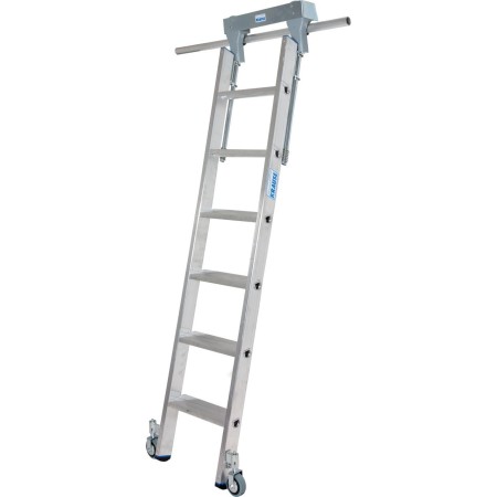 Krause Stufen-RegalLeiter für Rundrohr-Schienenanlage, 6 Stufen