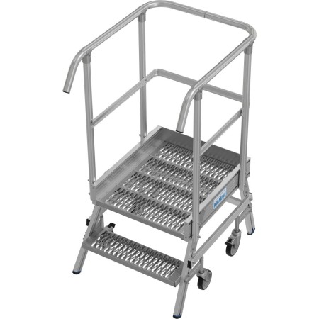 Krause Stabilo Podestleiter fahrbar, einseitig begehbar, Profilrost mit R13-Stufen, 2 Stufen