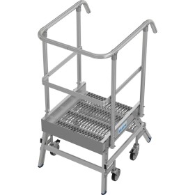 Scaletta a piattaforma mobile unilaterale, gradini in profilato con rivestimento antiscivolo R13, 2 gradini