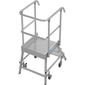 Scala a piattaforma STABILO con ruote, accessibile da un lato, 3 gradini inclusa la piattaforma