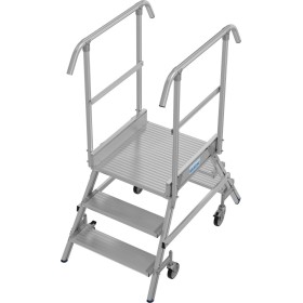 Krause Stabilo Podestleiter fahrbar, beidseitig begehbar, 2 x 3 Sprossen inklusive Plattform