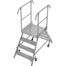 Krause Stabilo Podestleiter fahrbar, beidseitig begehbar, 2 x 4 Stufen inklusive Plattform