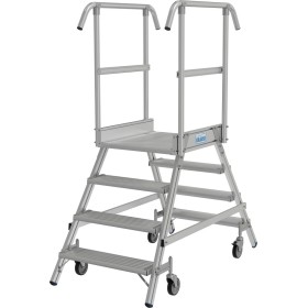 Scala a pioli mobile Stabilo, con accesso da entrambi i lati, 2 x 4 gradini inclusa piattaforma