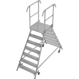 Krause Stabilo Podestleiter fahrbar, beidseitig begehbar, 2 x 7 Sprossen inklusive Plattform