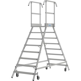 Scala a piattaforma mobile Stabilo, accessibile da entrambi i lati, 2 x 8 gradini con piattaforma