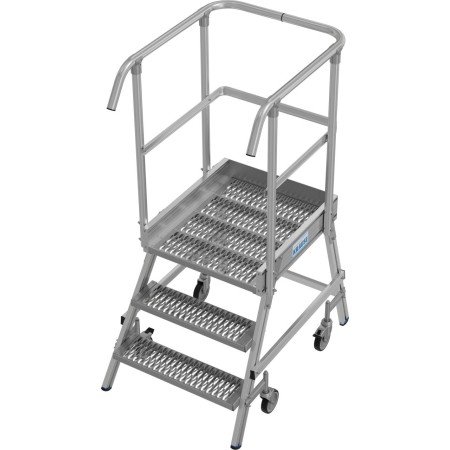 Krause Stabilo Podestleiter fahrbar, einseitig begehbar, Profilrost mit R13-Stufen, 3 Stufen