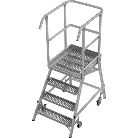 Krause Stabilo Podestleiter fahrbar, einseitig begehbar, Profilrost mit R13-Stufen, 4 Stufen