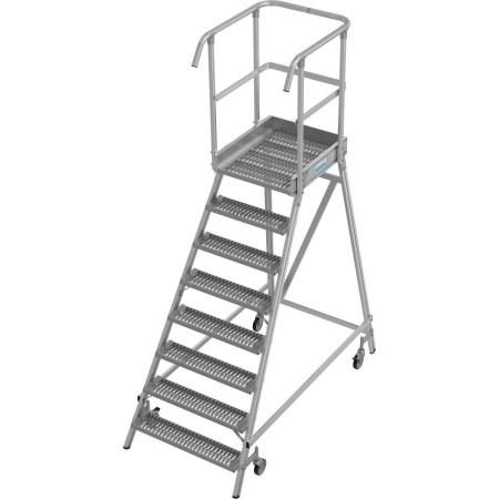 Krause Stabilo Podestleiter fahrbar, einseitig begehbar, Profilrost mit R13-Stufen, 8 Stufen