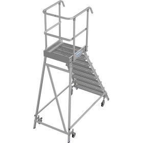 Scaletta a piattaforma mobile Stabilo, unilaterale, gradini in grigliato con antiscivolo R13, 8 gradini