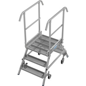 Krause Stabilo Podestleiter fahrbar, beidseitig begehbar, Profilrost mit R13-Stufen, 2 x 3 Stufen