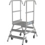 Krause Stabilo Podestleiter fahrbar, beidseitig begehbar, Profilrost mit R13-Stufen, 2 x 3 Stufen - Detailansicht