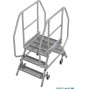 Krause Stabilo Podestleiter fahrbar, beidseitig begehbar, Profilrost mit R13-Stufen, 2 x 3 Stufen - technische Ansicht