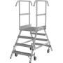 Krause Stabilo Podestleiter fahrbar, beidseitig begehbar, Profilrost mit R13-Stufen, 2 x 4 Stufen - Detailansicht