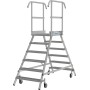 Krause Stabilo Podestleiter fahrbar, beidseitig begehbar, Profilrost mit R13-Stufen, 2 x 6 Stufen - Detailansicht