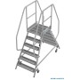 Krause Stabilo Podestleiter fahrbar, beidseitig begehbar, Profilrost mit R13-Stufen, 2 x 6 Stufen - technische Ansicht
