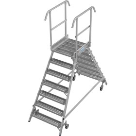 Krause Stabilo Podestleiter fahrbar, beidseitig begehbar, Profilrost mit R13-Stufen, 2 x 7 Stufen