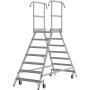 Krause Stabilo Podestleiter fahrbar, beidseitig begehbar, Profilrost mit R13-Stufen, 2 x 7 Stufen - Detailansicht